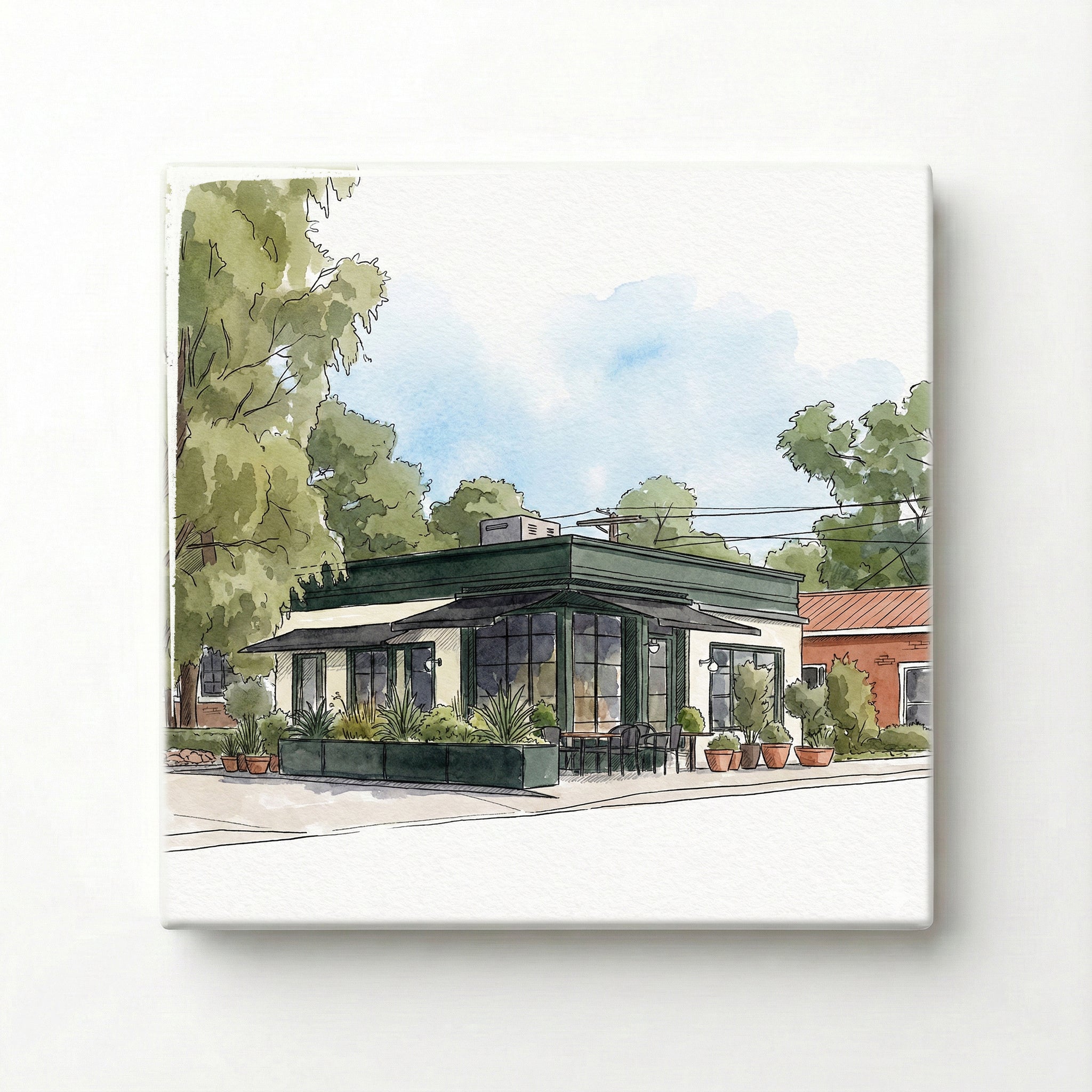 Bedrijfspand Schets Tegeltje - Personaliseren