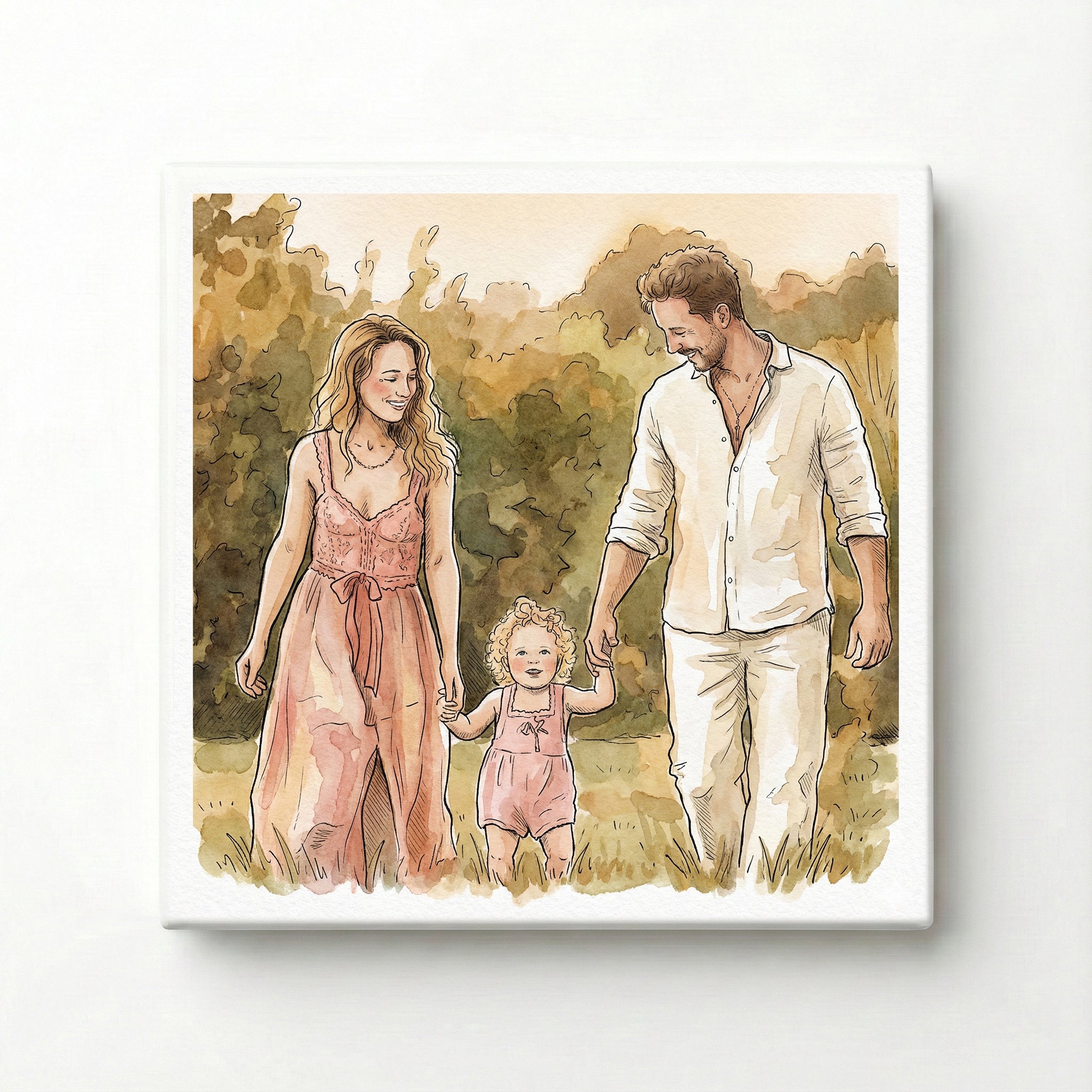 Gezin Schets Tegeltje - Personaliseren